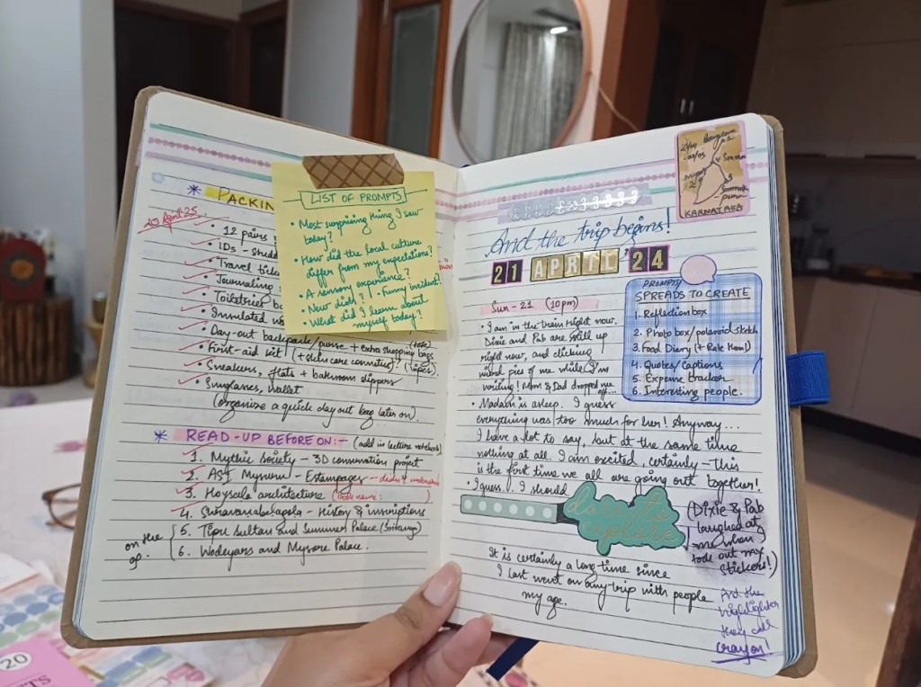 How to Make a Travel Journal - Create a List of Prompts - When I was working on my travel journal before I took the trip to Mysuru, I was still new to the concept of maintaining it. 