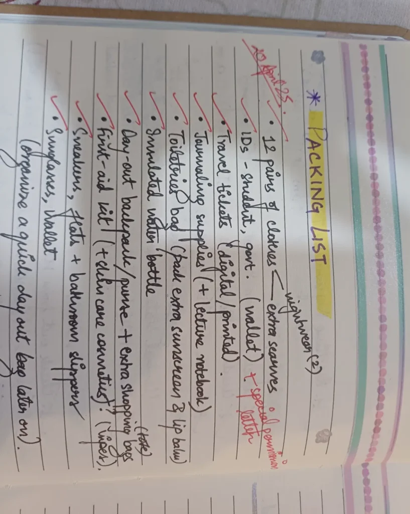 How to make a travel jounral Make a Packing List