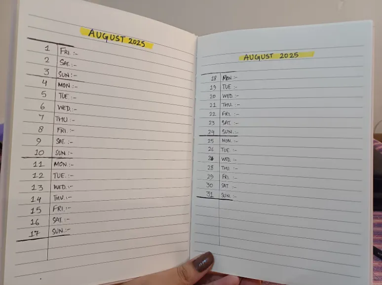 Alternative Calendar Layouts-Vertical List Monthly Log-Next to each date, write the day of the week