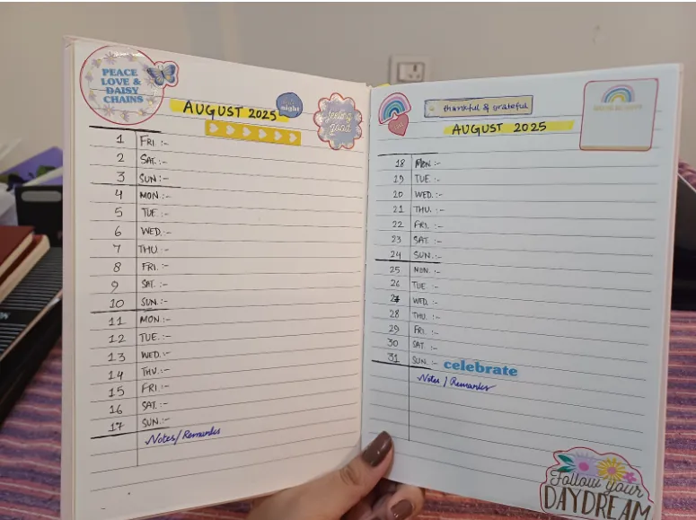 Alternative Calendar Layouts-Vertical List Monthly Log
