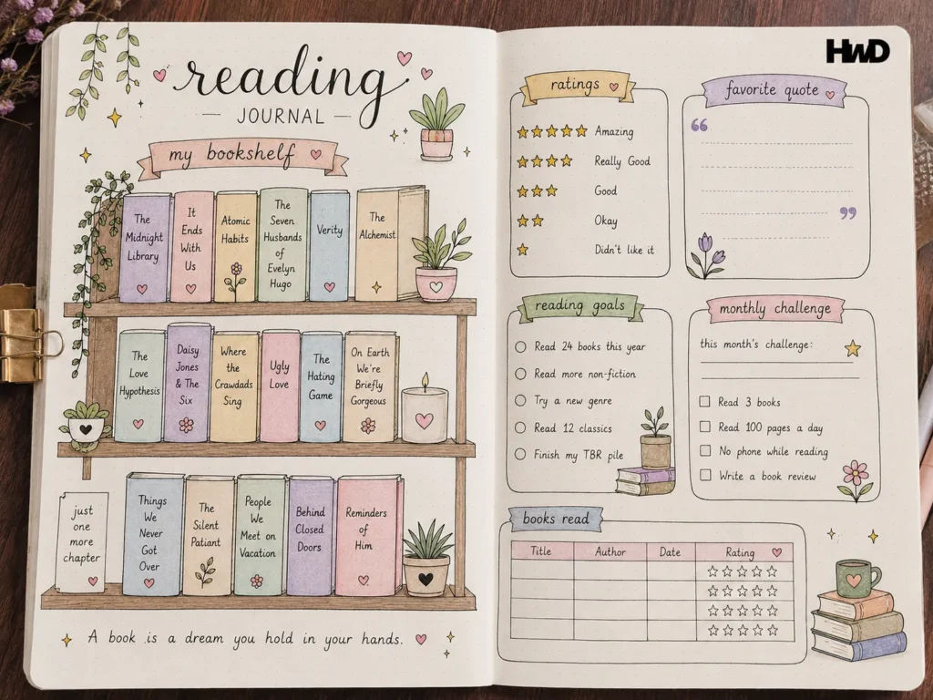 Cute Reading Journal Pages